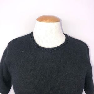 Vintage angora lambswool short sleeve beaded top